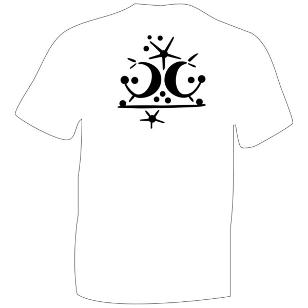 iceni Crescent White TShirt, Black Flock image on White Cotton T-shirt