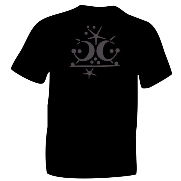 iceni Crescent T-shirt with Grey Flock Symbol printed on Black Cotton T-shirt