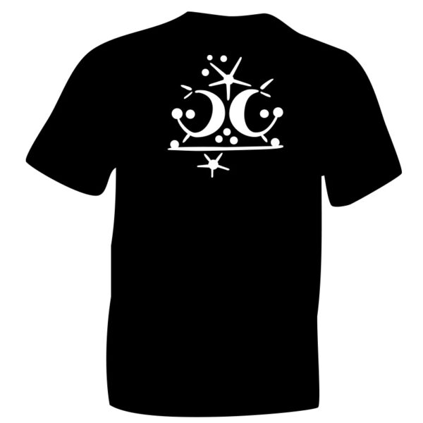 iceni Celts Crescent Tshirt with White Flock Symbol printed on Black Cotton T-shirt.