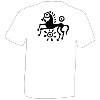 iceni celt Horse 2 Black Flock symbol on White Cotton T-shirt