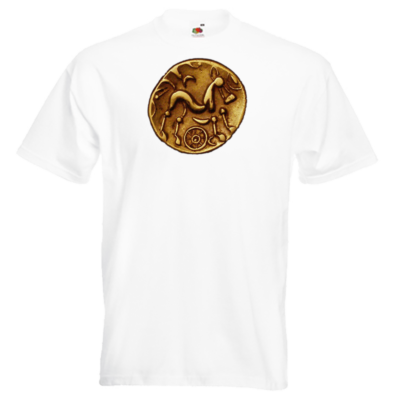 iceni horse Coin 3 image on White Performance T-shirt. iceniCelts.uk Celtic & Nordic Symbols on T-shirts and Hoodies.